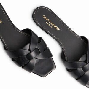 🌟SOLD🌟 NWT Saint Laurent Tribute Leather Mule Sandals (36)